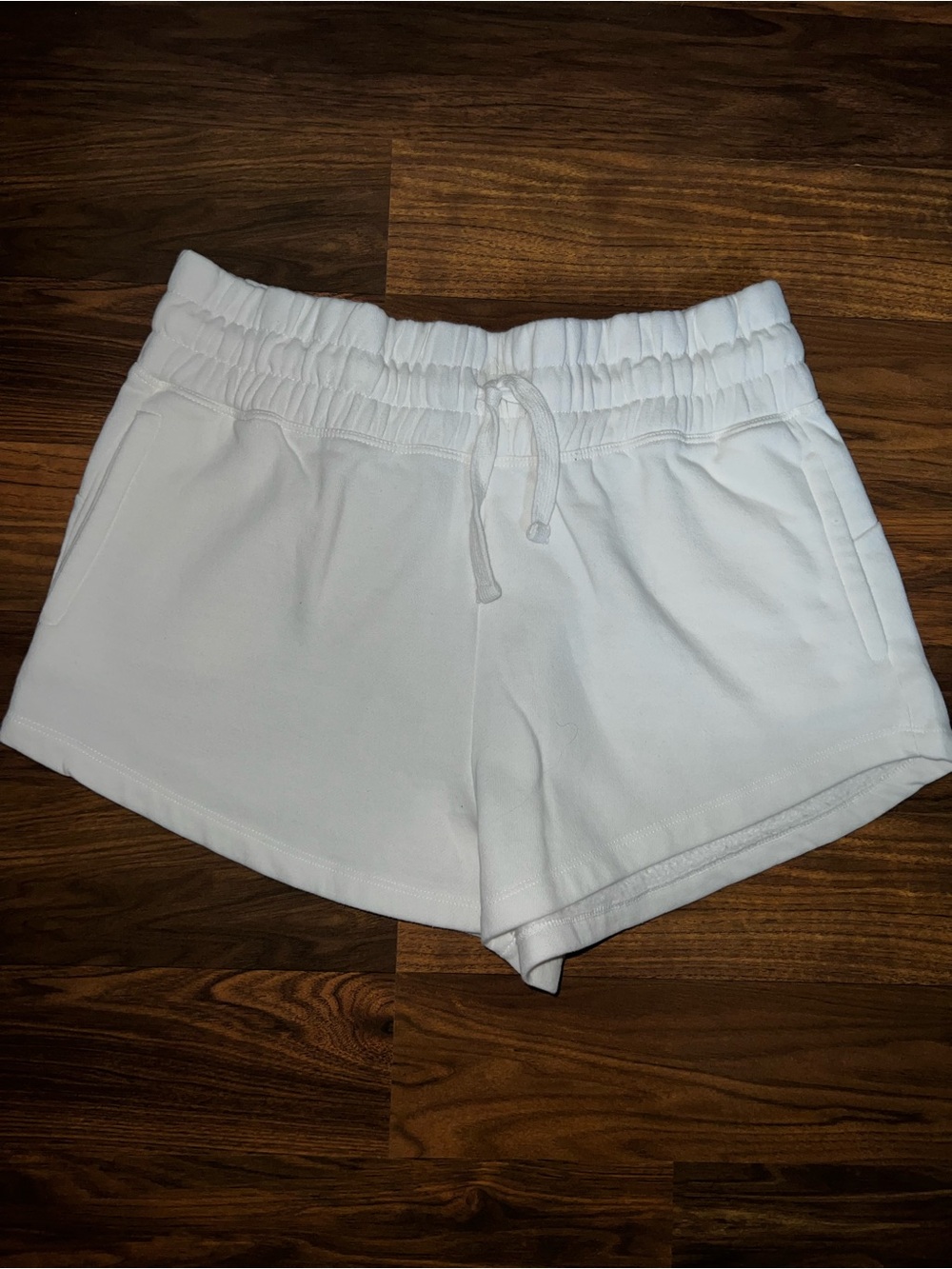 Women’s White Drawstring Lounge Shorts with Pockets